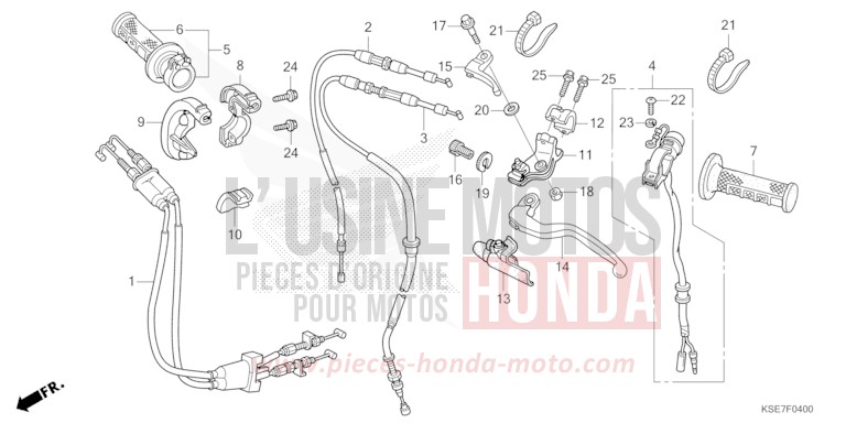 LEVIER DE GUIDON/COMMUTATEUR/CABLE de CRF150R "Grandes Roues" EXTREME RED (R292) 2022